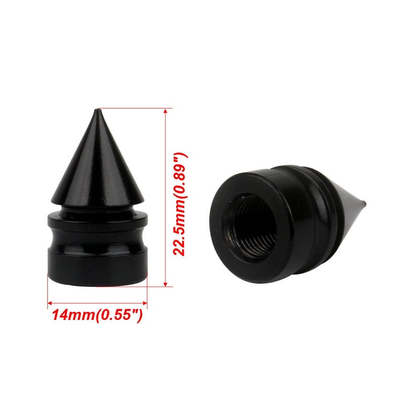 Senzeal 5X Impale Spike Style Polished Aluminium Alloy Valve Stem Caps Black - Image 3